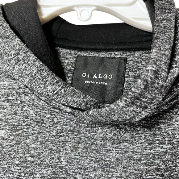 01.Algo Performance Gray Heather Hoodie Pullover Sweatshirt Zip Pocket Med - Picture 3 of 12